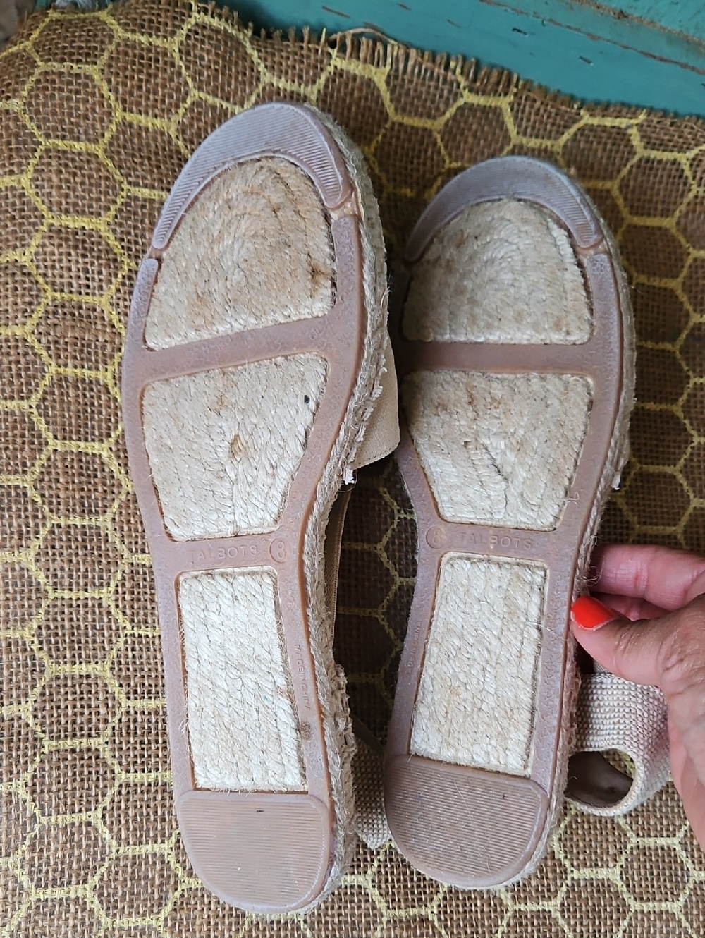 Talbots Ivy Camel Flat Metallic Embroidered Espadrilles - Picture 6 of 6